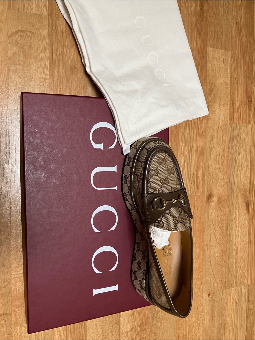 Gucci Brown GG Supreme Canvas Horsebit Loafers